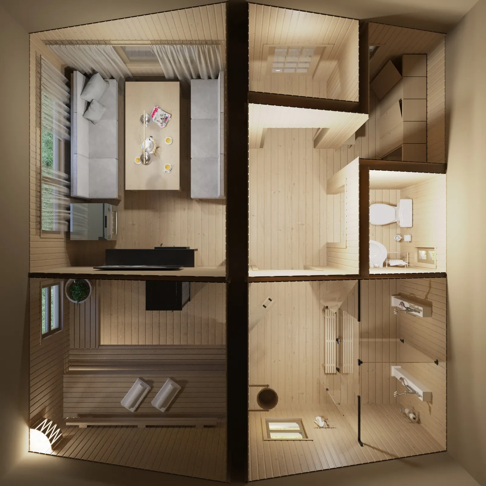 Sauna house, roof off