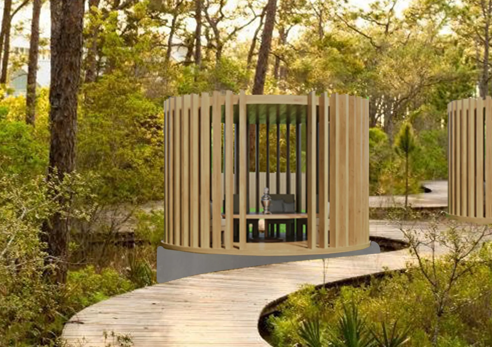 Slatted pavilion