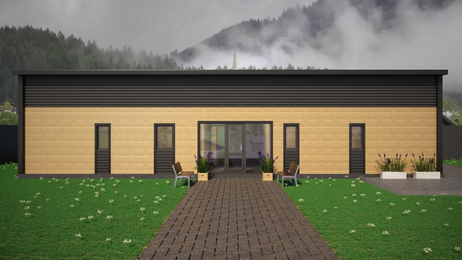 Long barn in the mountains