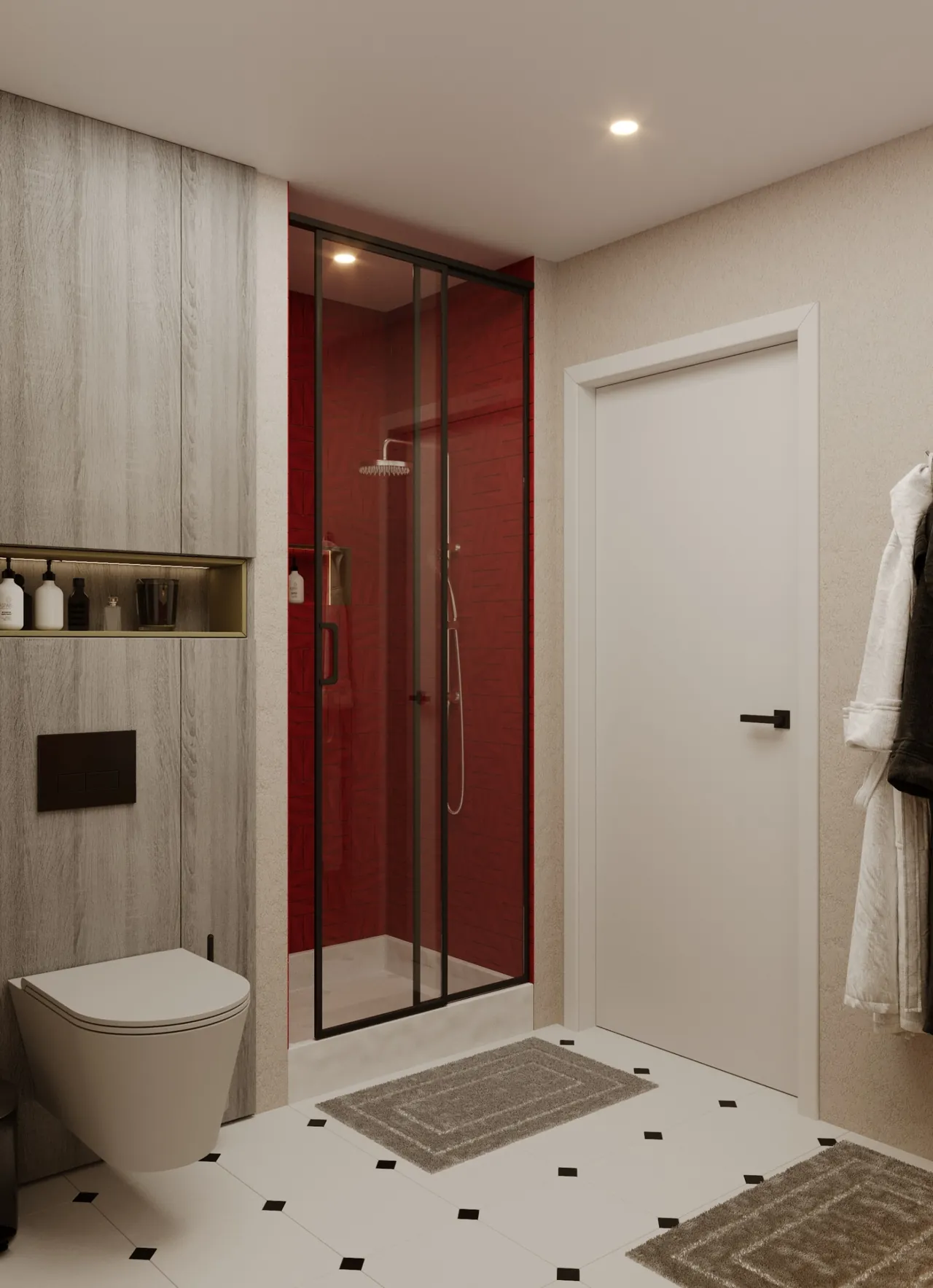 Raw 3D model of the bathroom before finishing