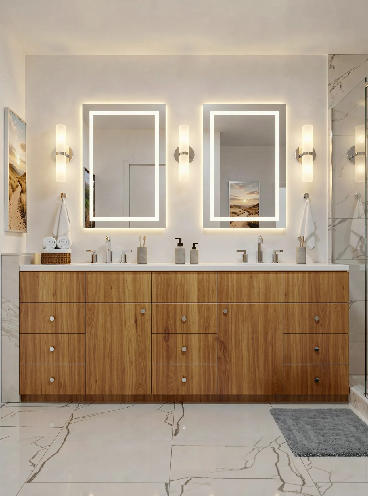 Final render, Marble & walnut