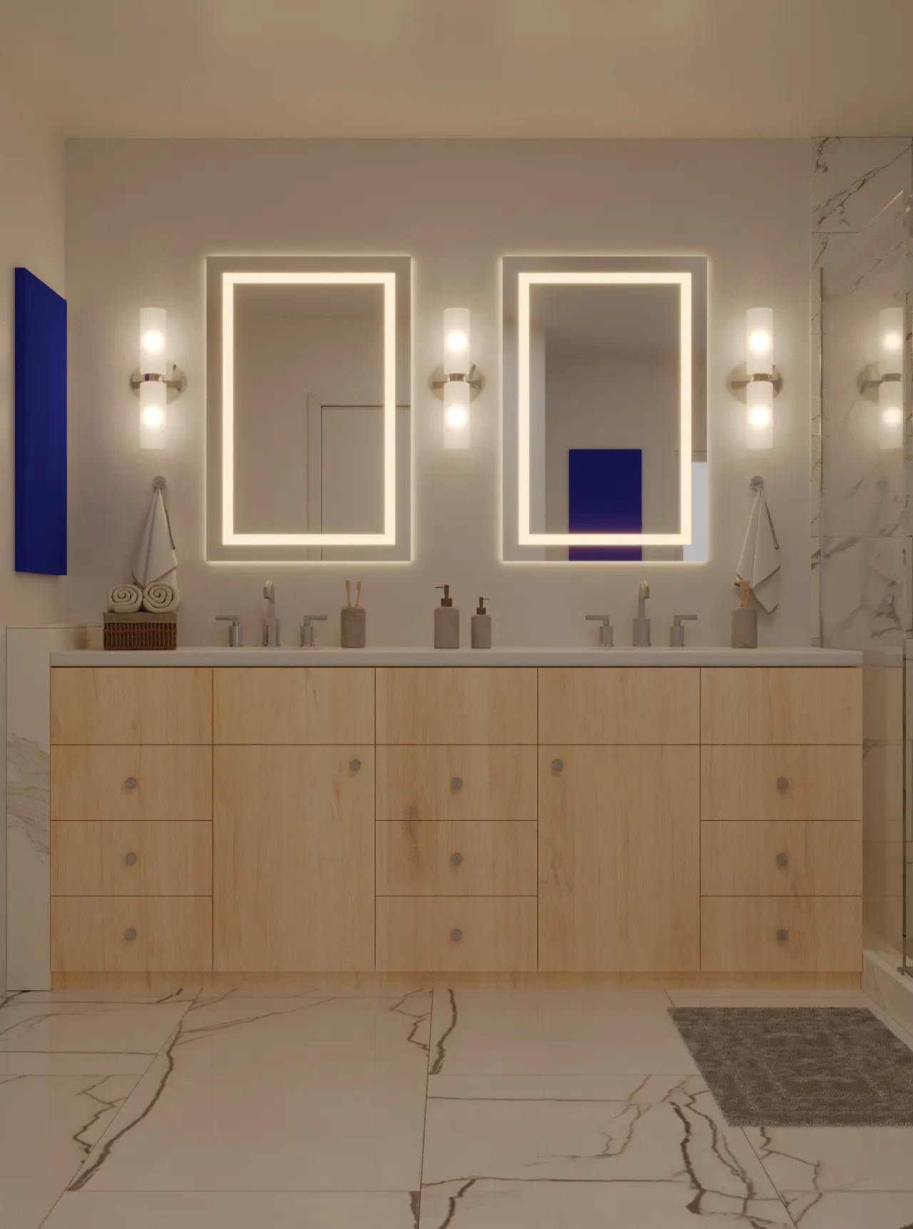 3D model, Marble & walnut